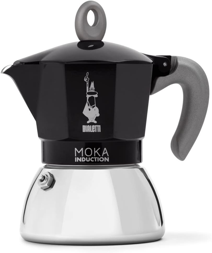 Bialetti Moka Induction cafetera italiana acero inoxidable negra 6 tazas